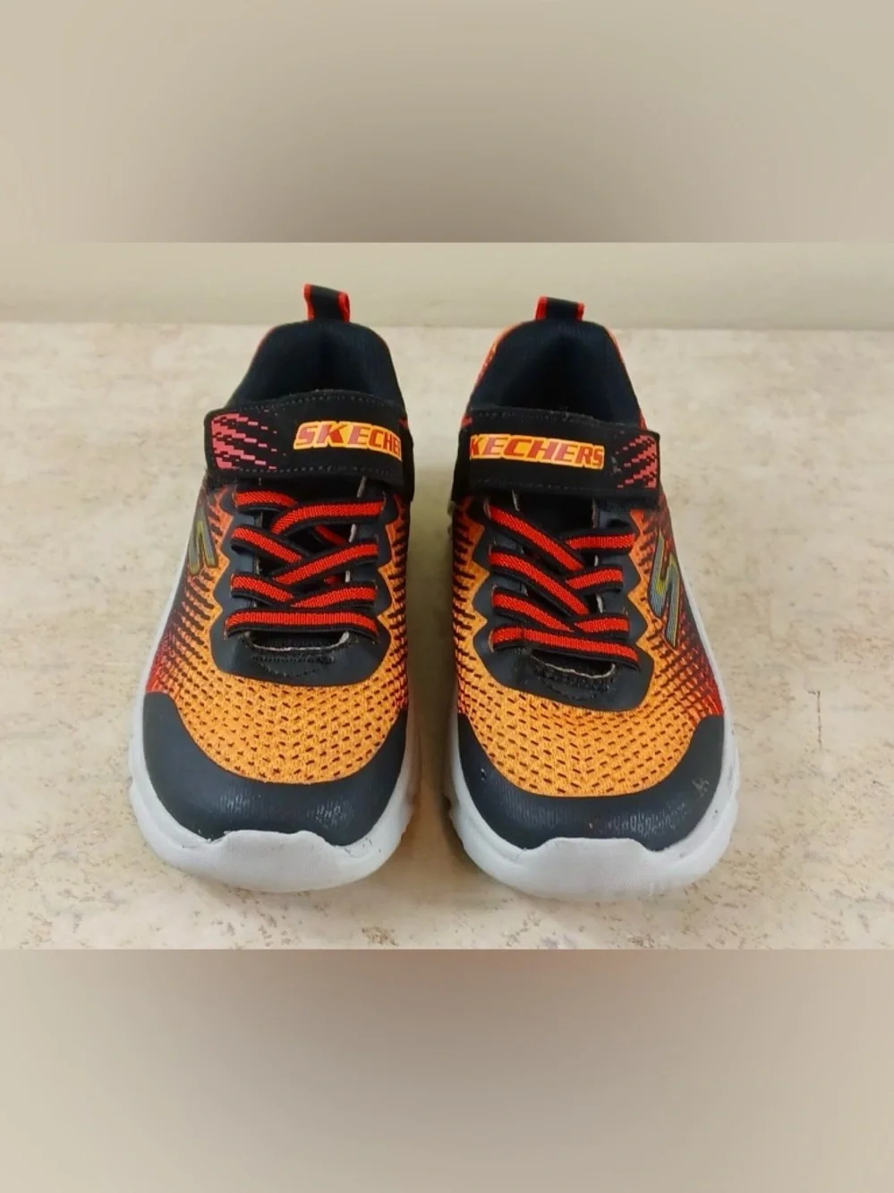 Skechers Kids Orange and Black Lightweight Athletic Sneakers